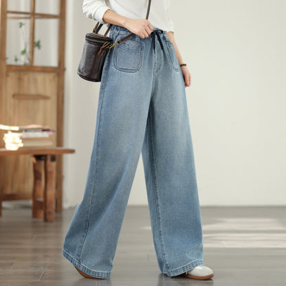 Women's Jeans Elastic Waist Baggy Wide Leg Pants