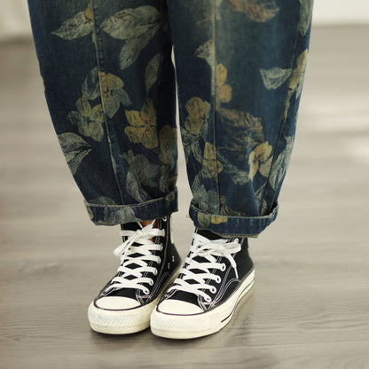 Women's Baggy Jeans Drawstring Elastic Barrel Denim Pants