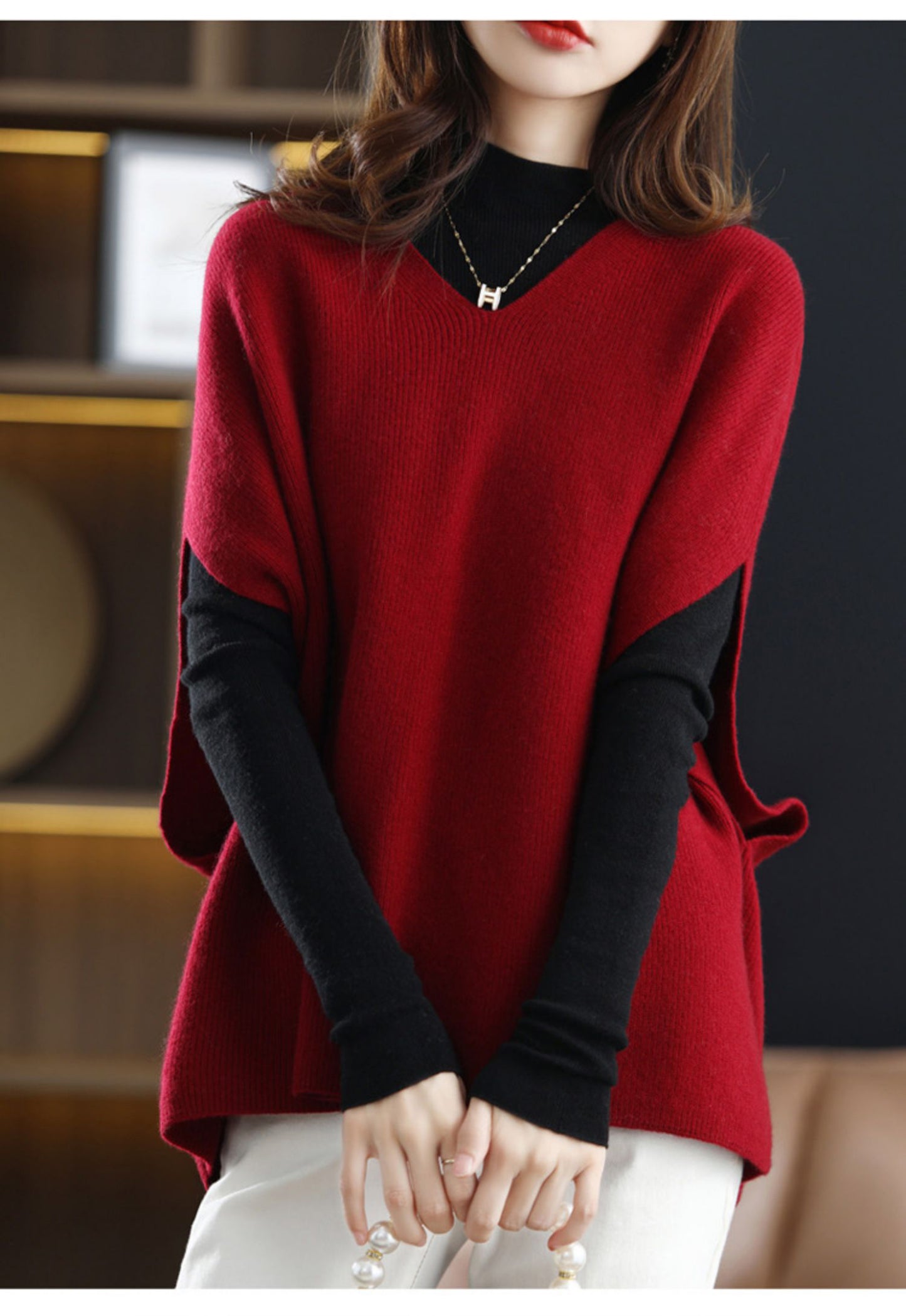 Women's Sweater Vest Sleeveless V Neck Oversized Knit Top