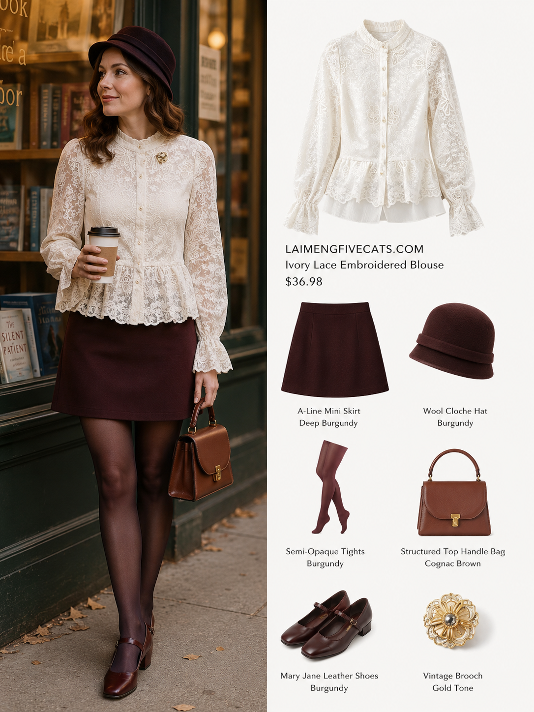 Ivory Lace Embroidered Button-Front Blouse