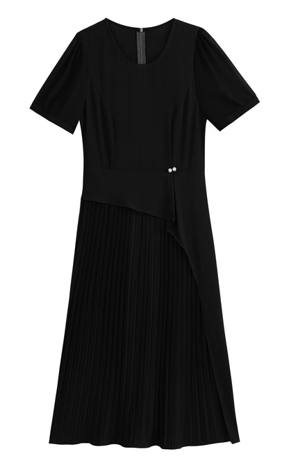 Chiffon Sleeves Pleated Midi Dress