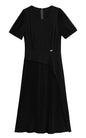 Chiffon Sleeves Pleated Midi Dress