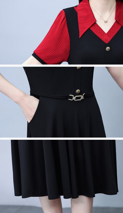 Elegant Colorblock Summer Midi Dress - LAI MENG FIVE CATS