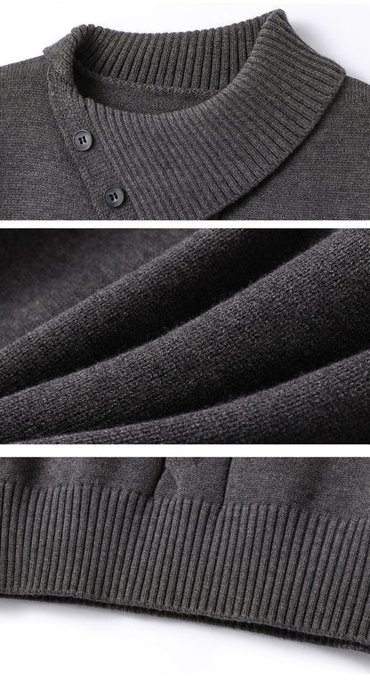 28726 Layered-Look Knit Sweater in Gray & Navy