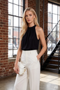 Women's Halter Tank Top Mock Neck Sleeveless Vest Tops - LAI MENG FIVE CATS