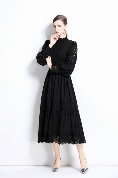 Women's Palace Long Puff Sleeve Lace Maxi Dress