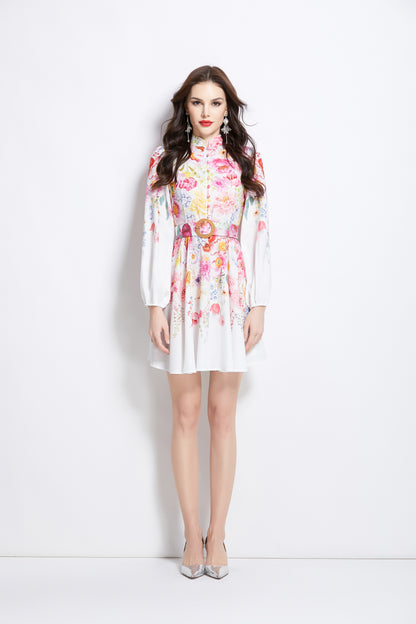 Women's Floral Print Button up Mini Dress