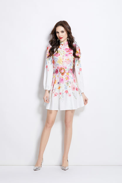 Women's Floral Print Button up Mini Dress