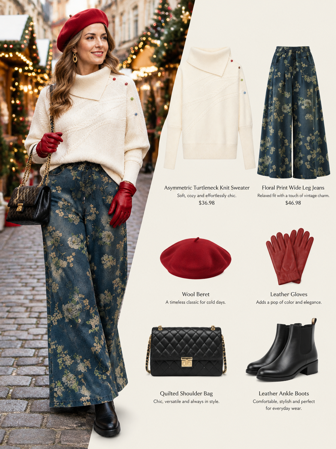 27446 Floral Wide Leg Drawstring Jeans Outfit Ideas