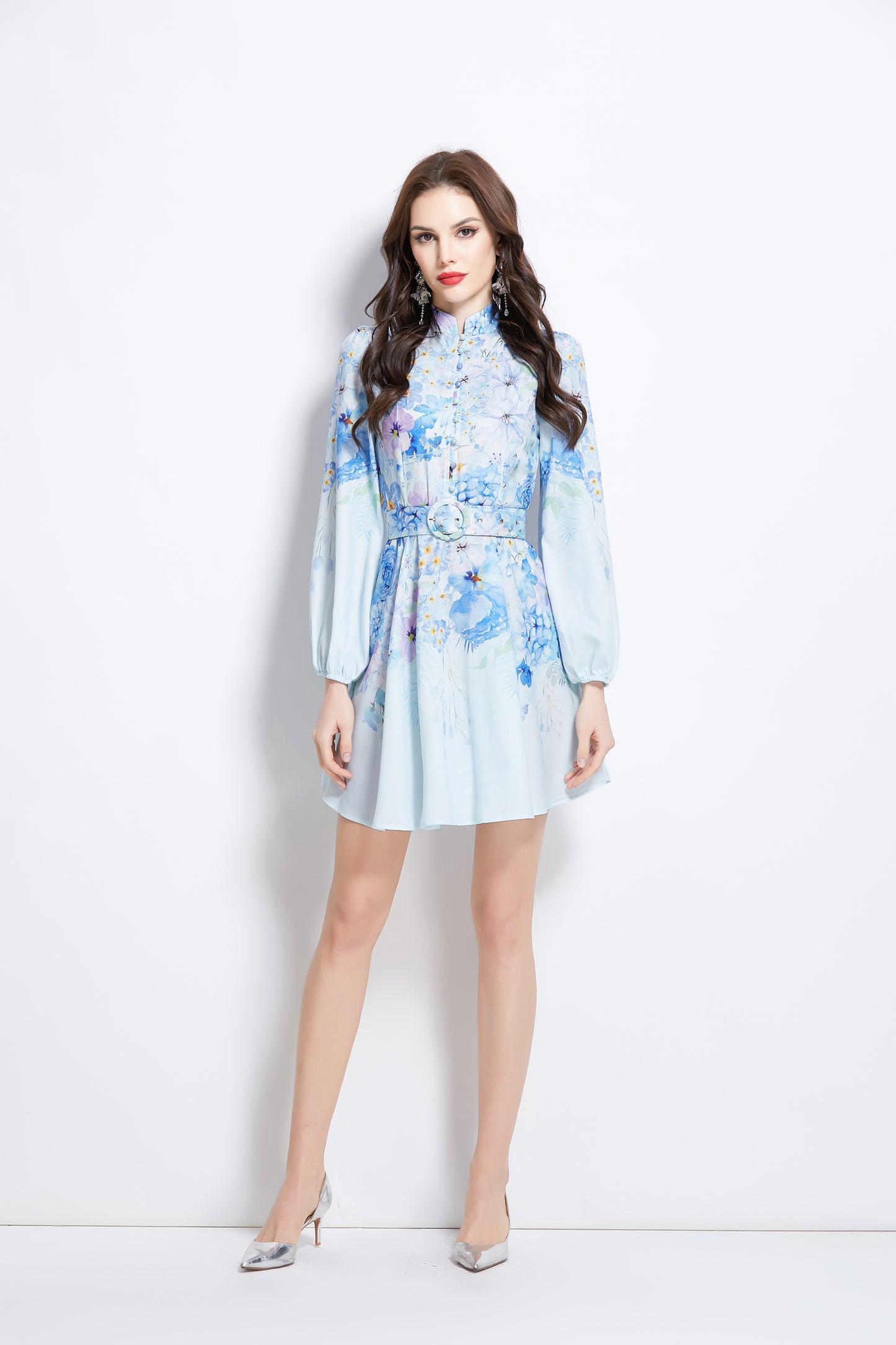 Women's Floral Print Button up Mini Dress