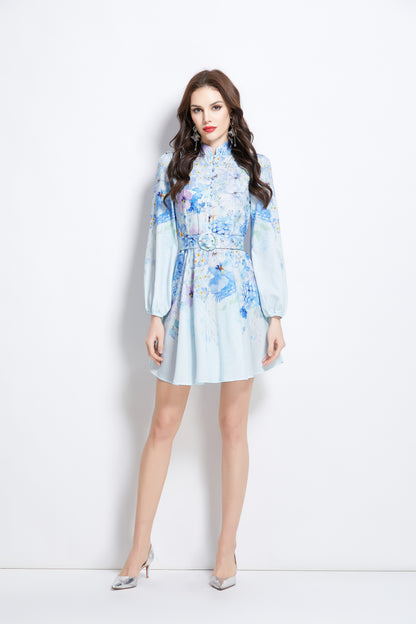 Women's Floral Print Button up Mini Dress