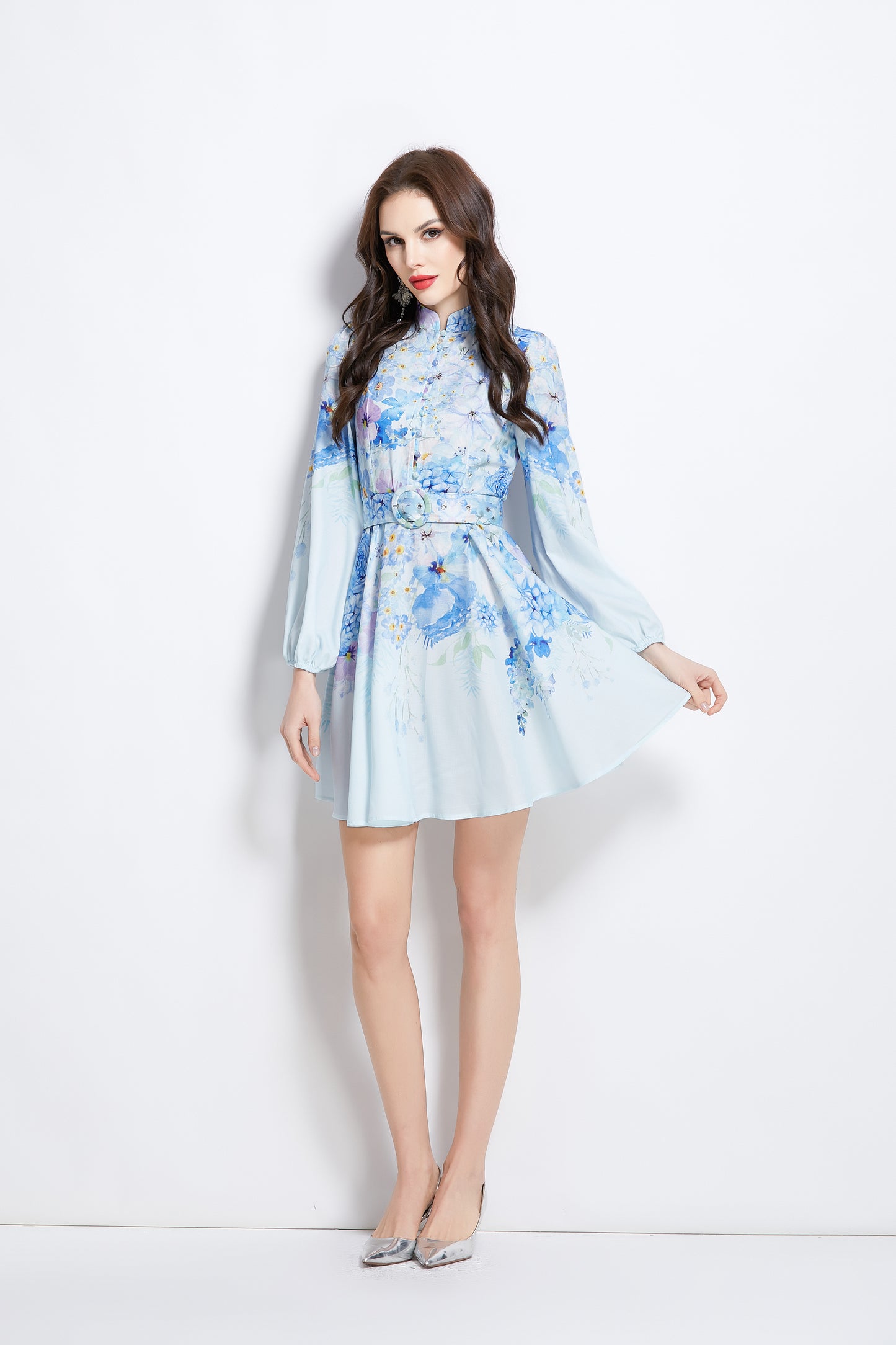 Women's Floral Print Button up Mini Dress