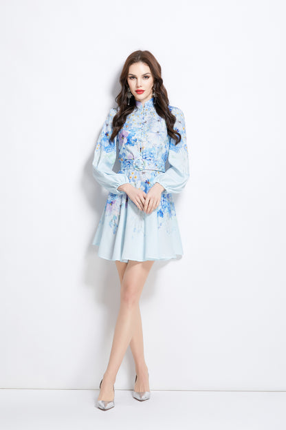 Women's Floral Print Button up Mini Dress