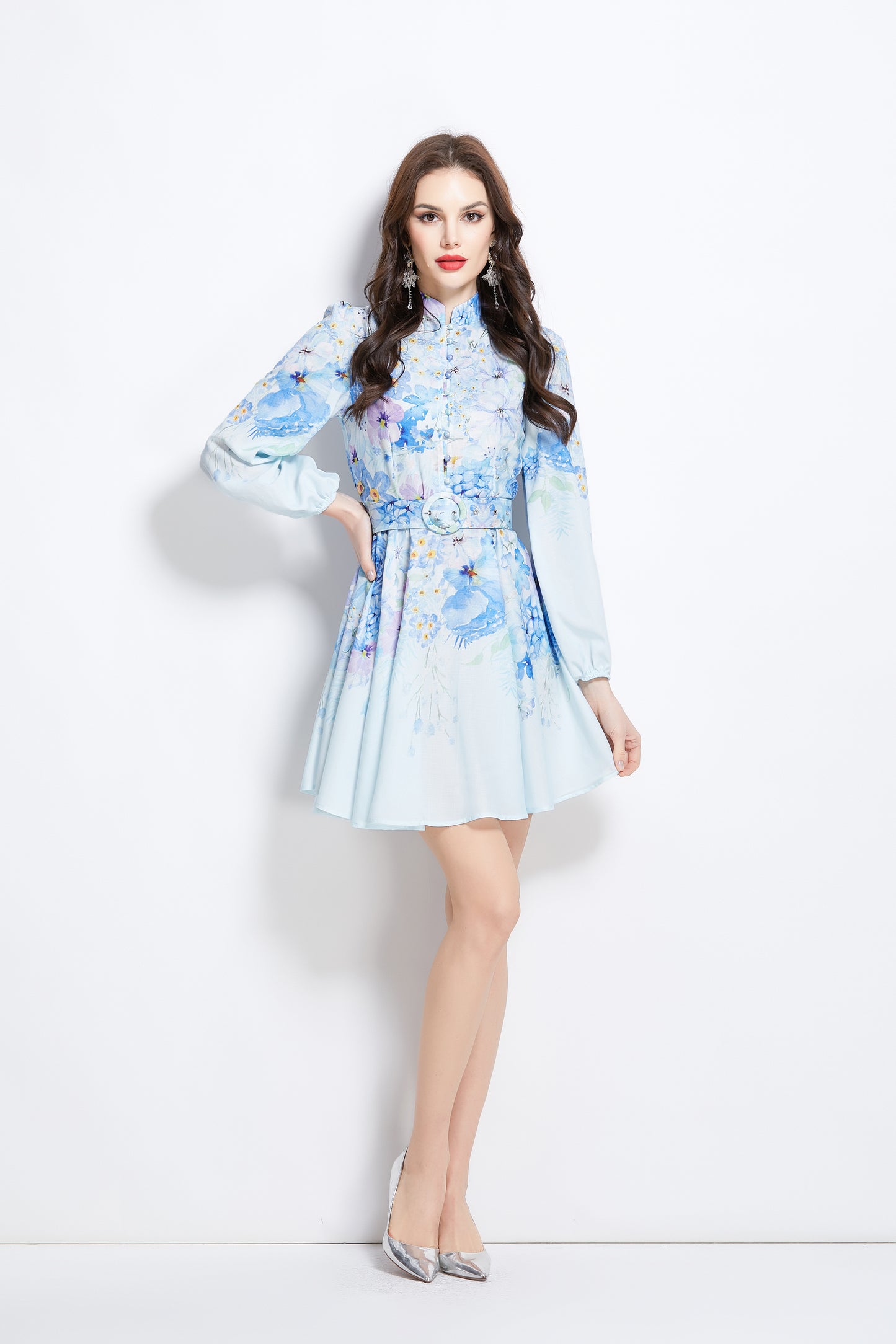 Women's Floral Print Button up Mini Dress