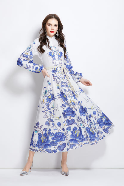 Women's Floral Print Ruffle Wrap Maxi Dress