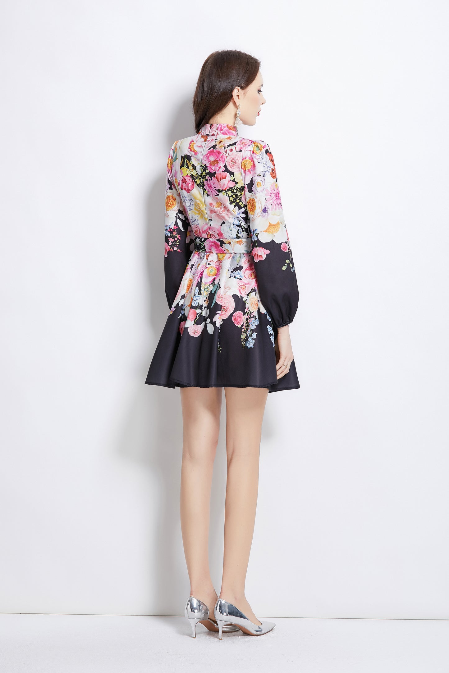 Women's Floral Print Button up Mini Dress