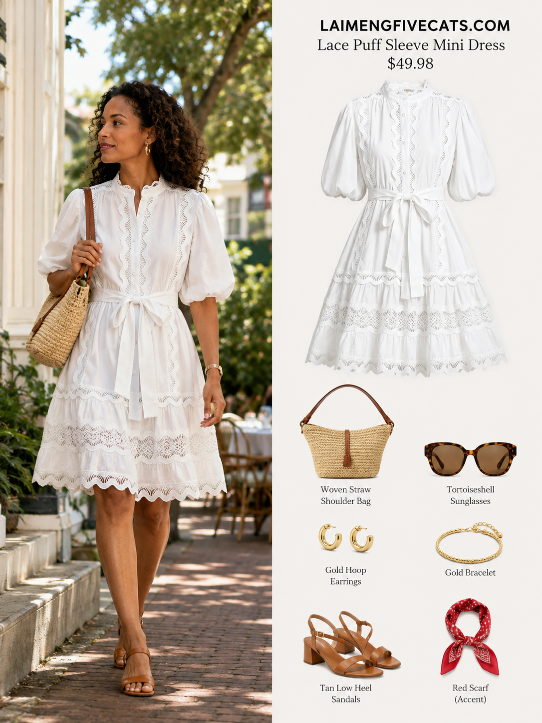 White Lace Trim Summer Dress – Feminine Old Money Resort Style - LAI MENG FIVE CATS