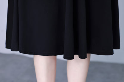 Women's V-Neck Long Sleeve with Pockets Black Dress