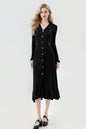 Women's V-Neck Sweater Knit Fishtail Hem Midi Dress