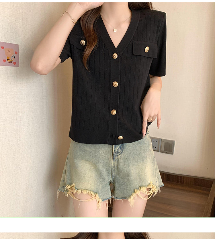 Button Knit Top – Lightweight Summer Cardigan