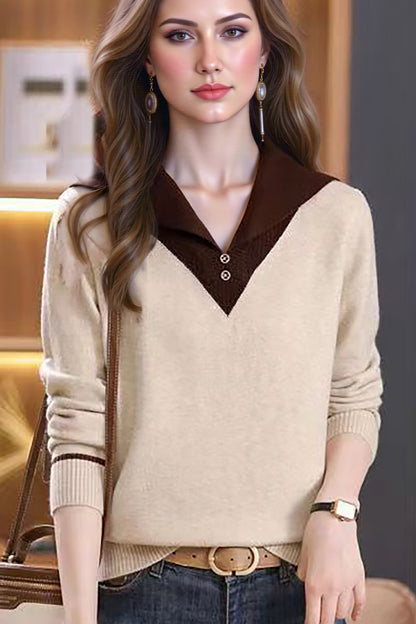 Women's Sailor Collar V-Neck Sweater Knit Pullover Tops
