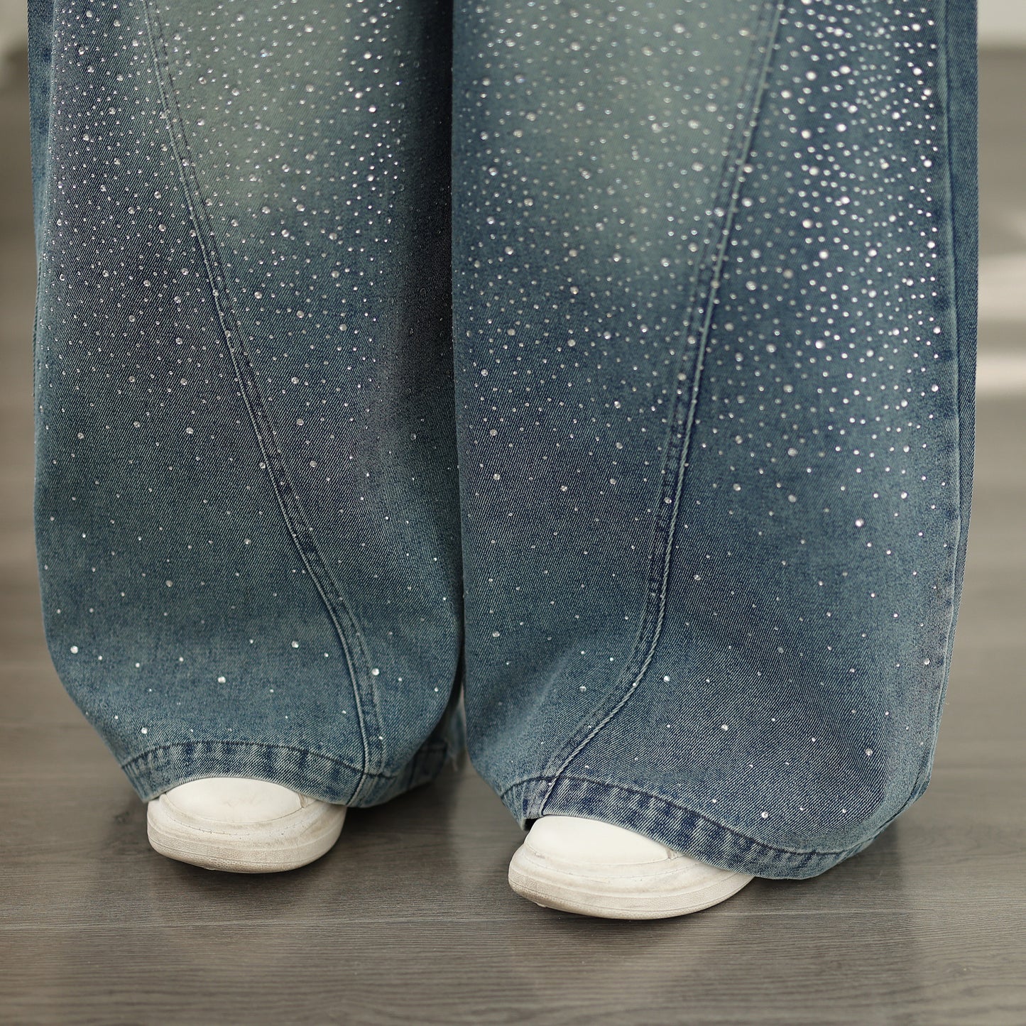 Women's Baggy Jeans Drawstring Waist Wide Leg Denim Pants