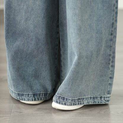 Jeans for Women Wide Leg Pull On Elastic Waist Denim - LAI MENG FIVE CATS