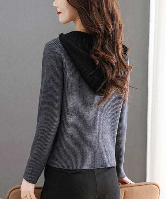 Women's Cardigan Hooded V Neck Sweaters Knit Jacket