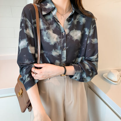 26-Women's Button Floral Print Shirt Loose fit Blouse