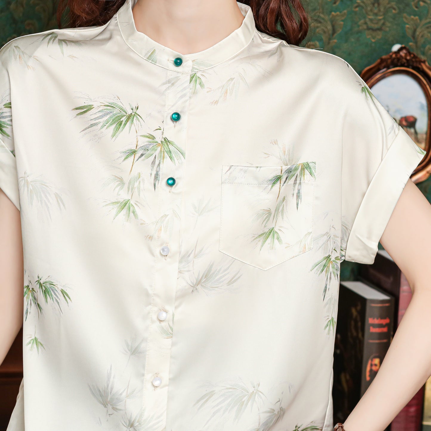 Women's Chinese Style Silk Satin Jacquard Blouse