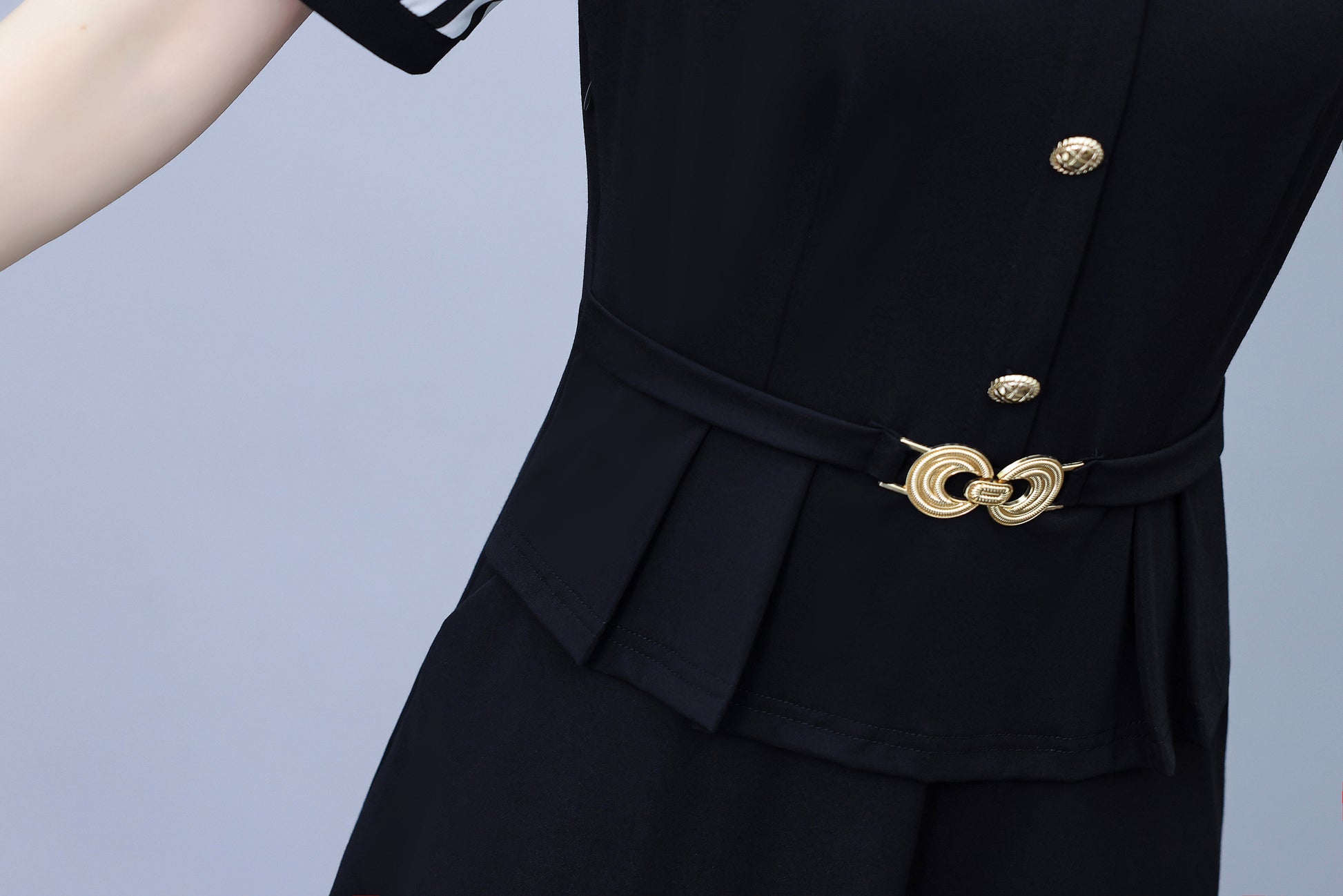 Women's Lapel V-Neck Pocket Short Sleeve Midi Dress - LAI MENG FIVE CATS