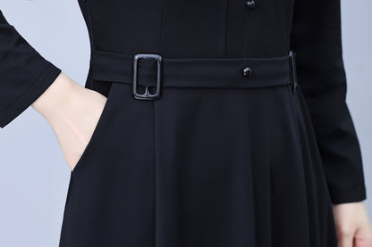 Women'sLong Sleeve Work Office Suit Dress with Pockets