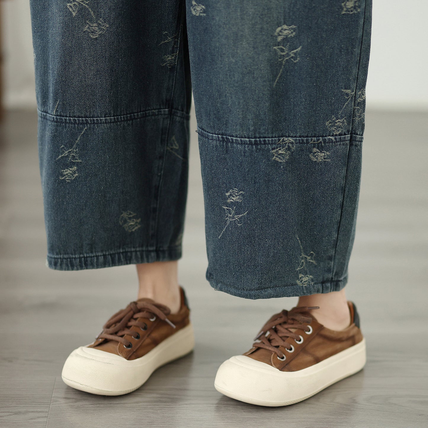 26-Women's Harem Baggy Jeans Drawstring Barrel Denim - LAI MENG FIVE CATS