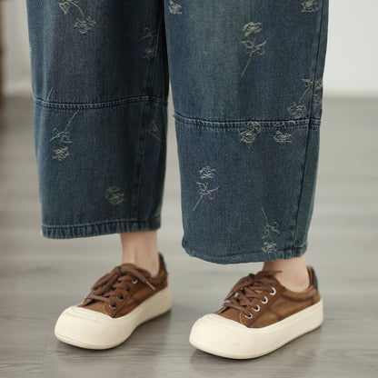26-Women's Harem Baggy Jeans Drawstring Barrel Denim - LAI MENG FIVE CATS