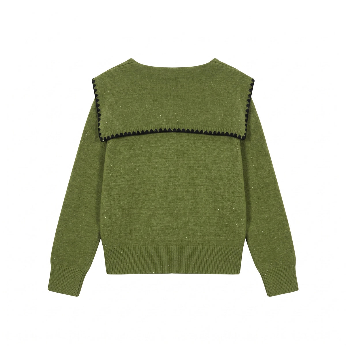 28700 Green Sailor Collar Button-Front Knit Cardigan