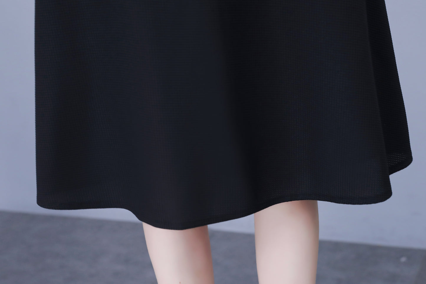 Women's Peter Pan Collar Long Sleeve Black Dress with Pocket