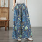 Women's Wide Leg Jeans Baggy Floral Wasited Elastic Pants - LAI MENG FIVE CATS