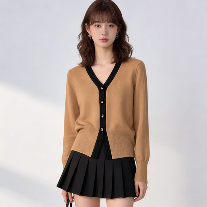 Women's Cardigan Sweater V-Neck Knit Long Sleeve Top