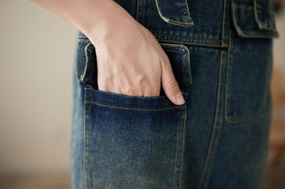 Womens Denim Bib Pants Jumpsuits Adjustable Strap Overalls
