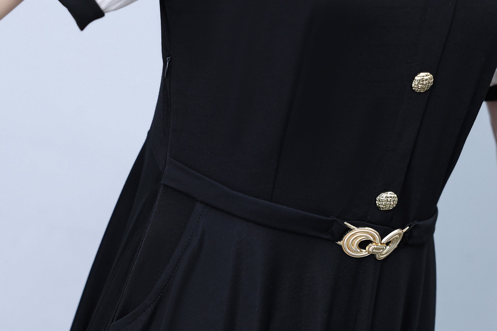 Women's Lapel V-Neck Pocket Short Sleeve Midi Dress - LAI MENG FIVE CATS