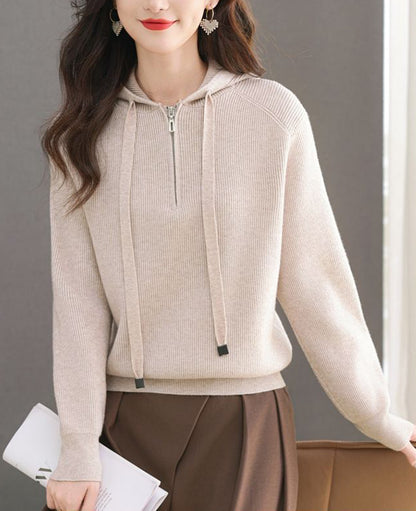 Women's Hoodie Sweaters Quarter Zip Knit Outfits
