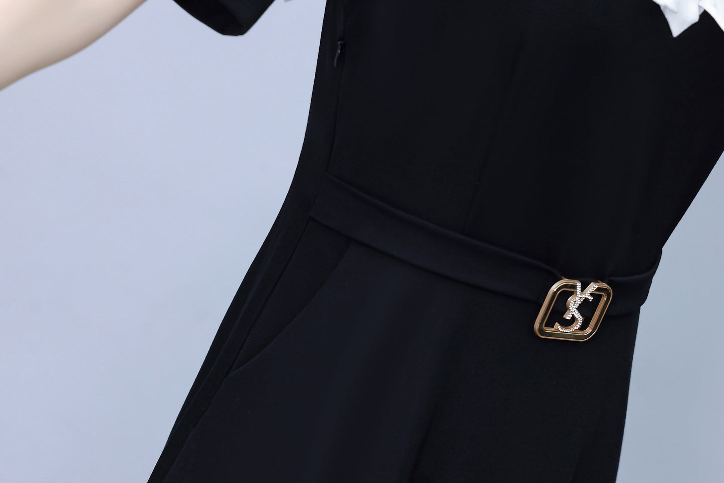 Women's Lapel V-Neck Pocket Short Sleeve Midi Dress - LAI MENG FIVE CATS