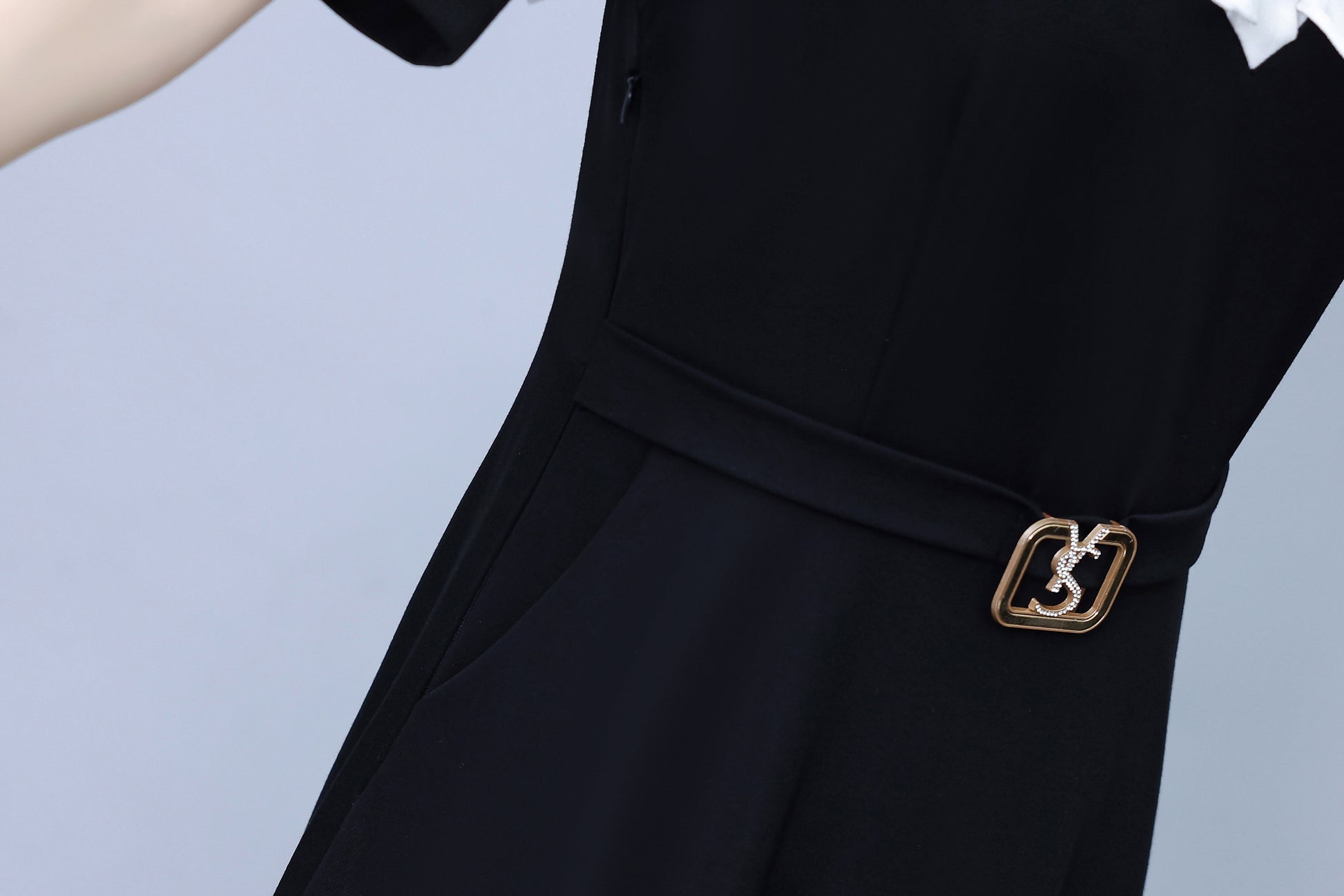 Women's Lapel V-Neck Pocket Short Sleeve Midi Dress - LAI MENG FIVE CATS