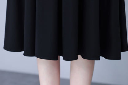 Women's V-Neck Long Sleeve Patchwork Black Dress