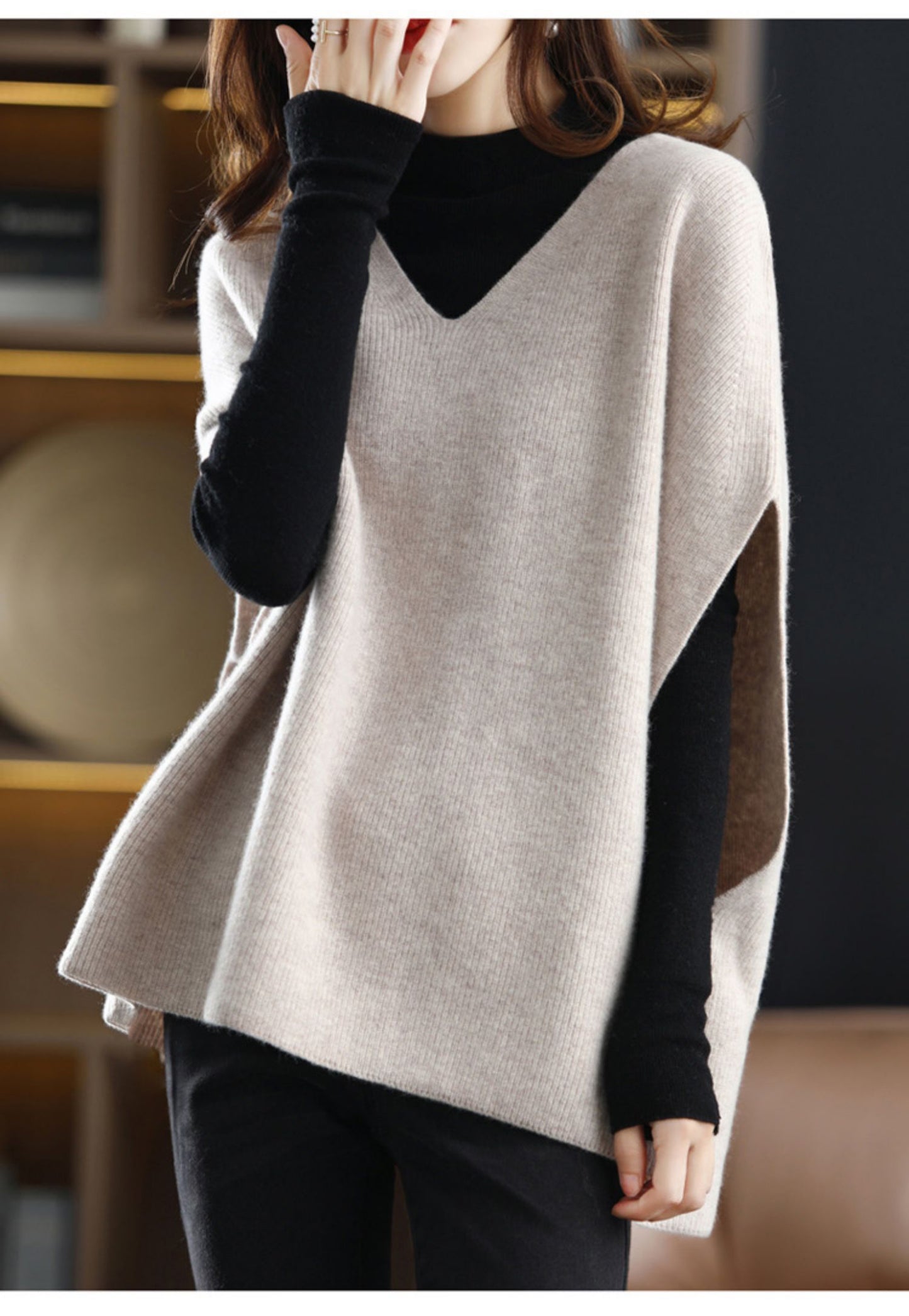 Women's Sweater Vest Sleeveless V Neck Oversized Knit Top