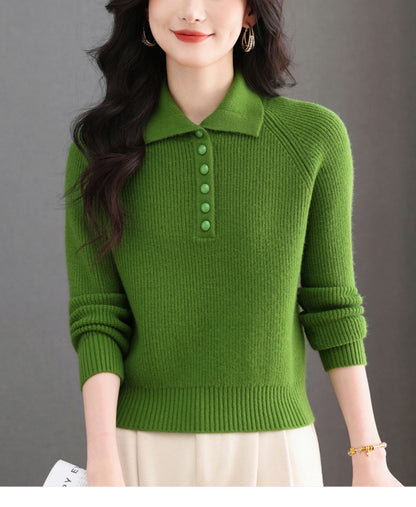 Women's Long Sleeve Button Polo Shirts Sweater Blouse