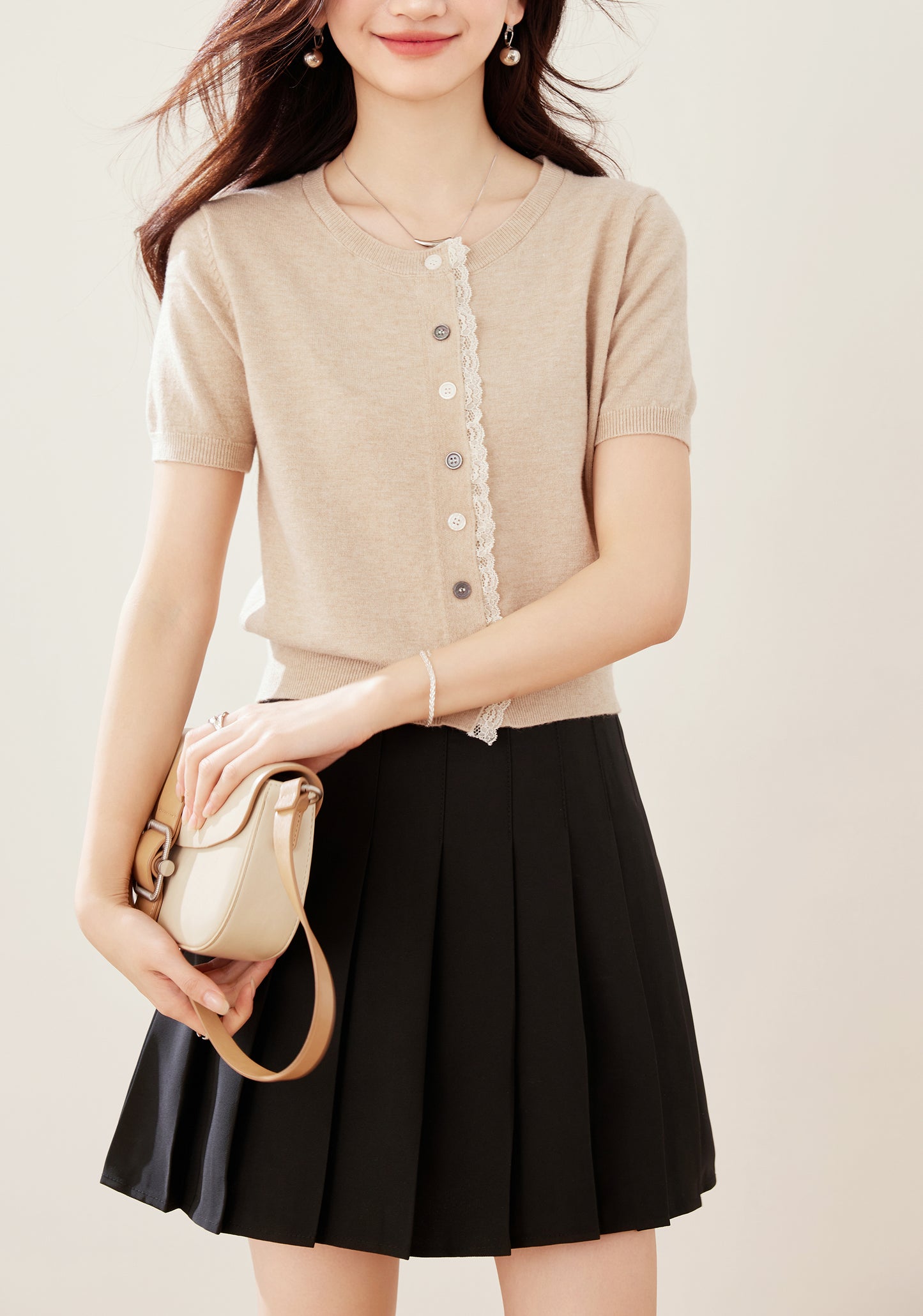 Women's Short Sleeve Lace Cardigan Tops