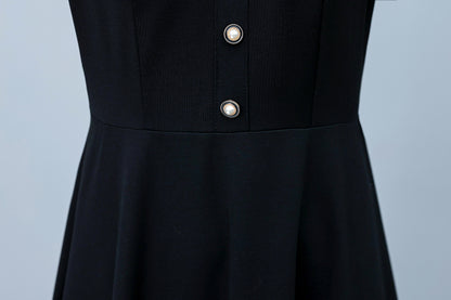 26-Women's Peter Pan Collar Short Sleeve Midi Dress - LAI MENG FIVE CATS