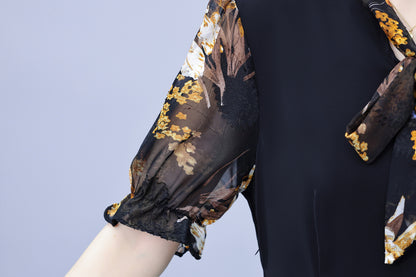 Women's Tie V-Neck Short Sleeve A-line Midi Dress