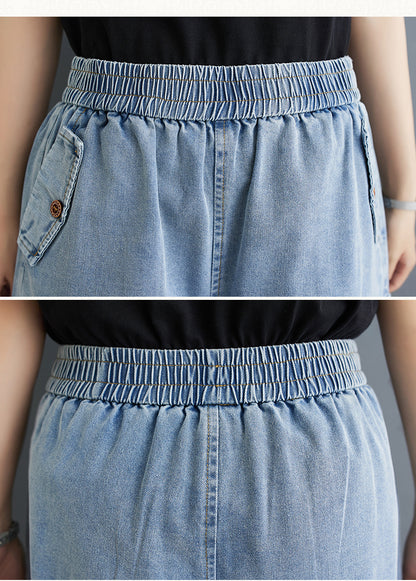 Women's High Waisted Baggy Jean Wide Leg Denim Shorts - LAI MENG FIVE CATS